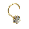 nose screw piercing 3mm white square cubic zirconia 18k gold