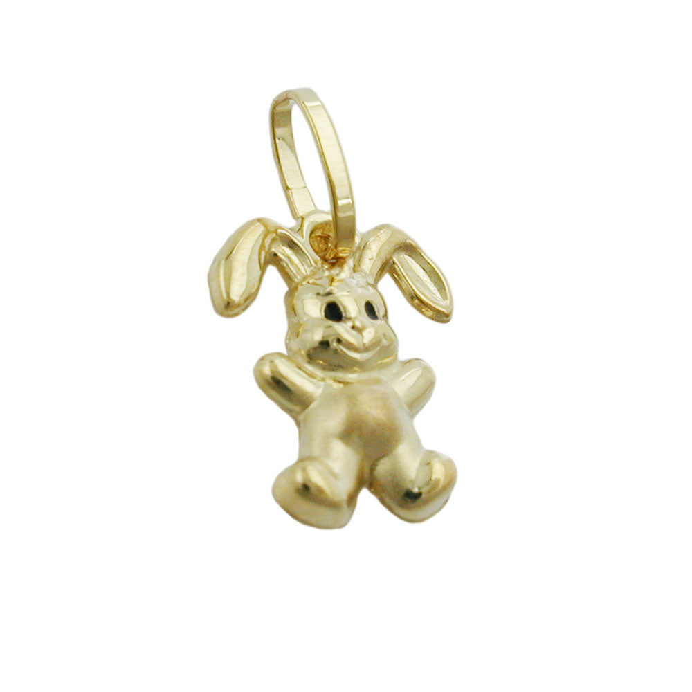 pendant 11x9mm little rabbit bunny matte shiny 9kt gold