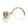 nose screw piercing 3mm cubic zirconia 14k gold