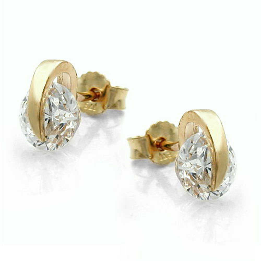 earrings movable cubic zirconia 9k gold