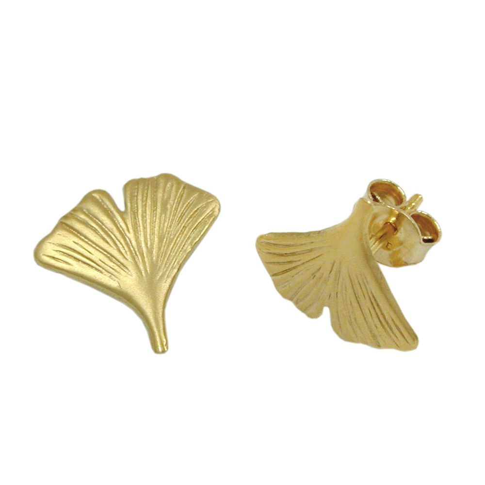 earrings ginkgo leaf 8k gold