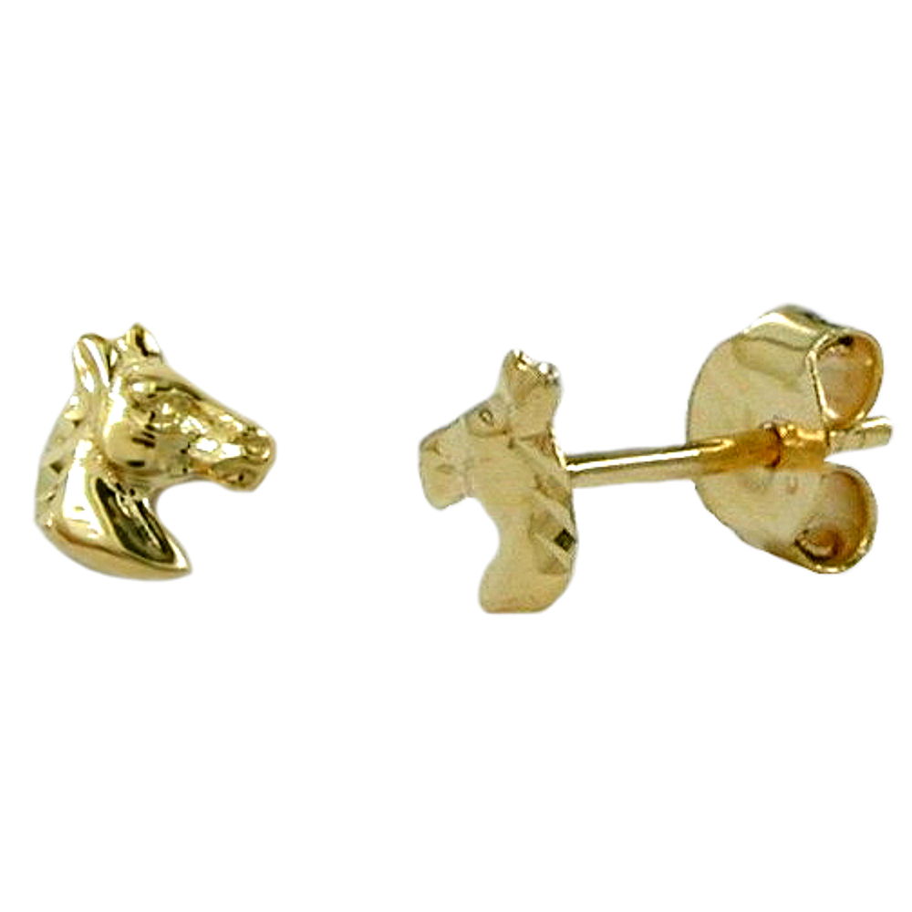earrings horse head 8k gold