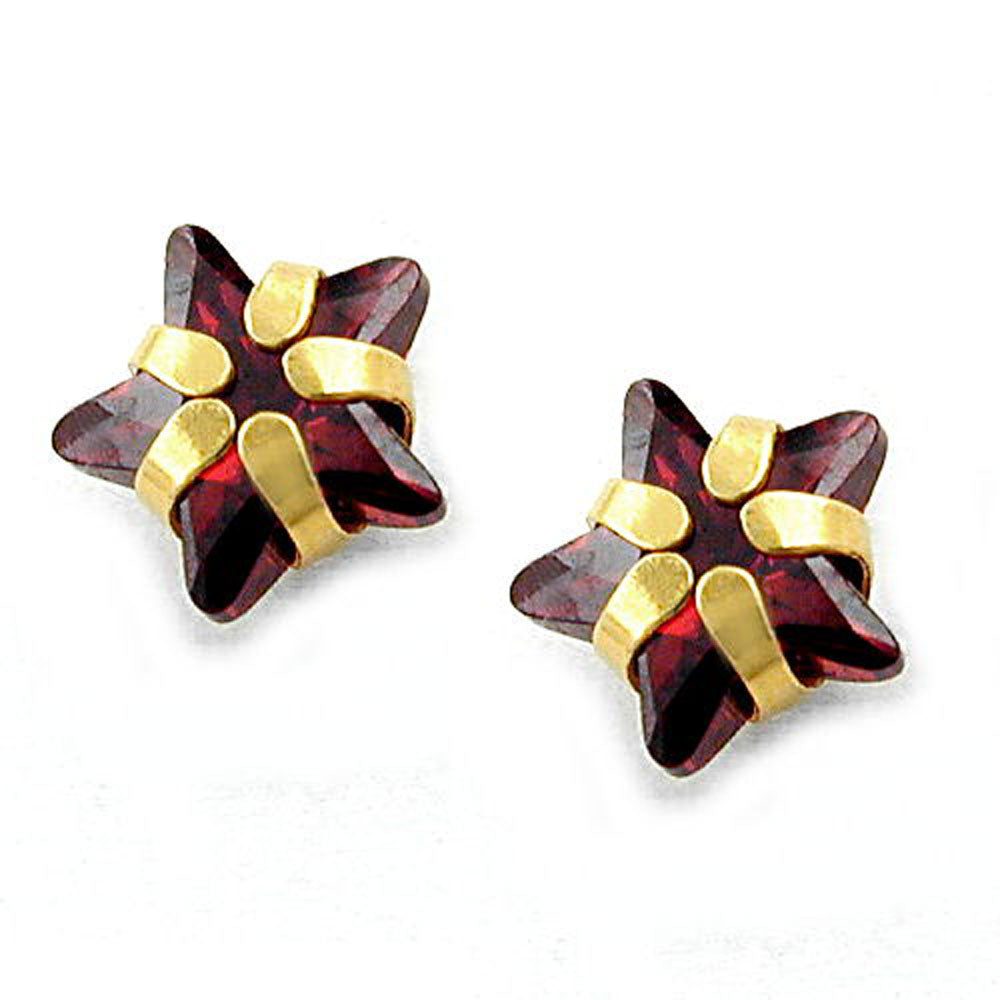 earrings granat star 9k gold