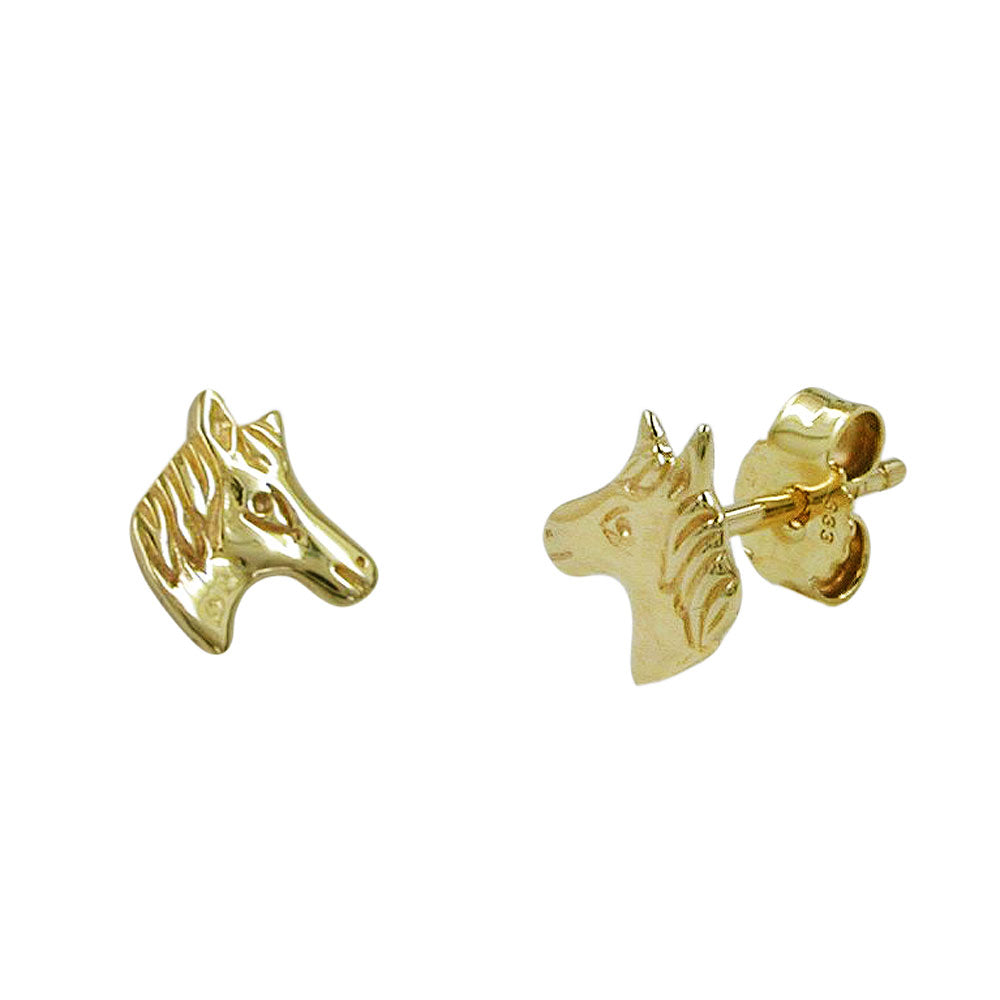 stud earrings horse head 9k gold