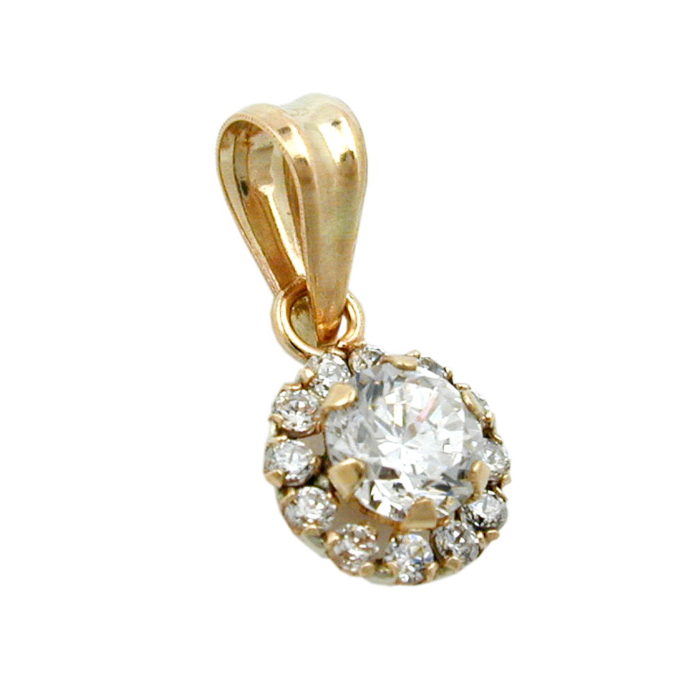 pendant flower with zirconias 9k gold