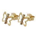 earrings butterfly zirconia 9k gold