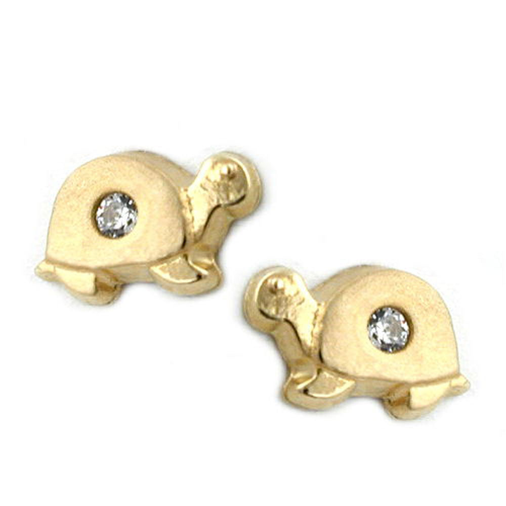 earrings turtles zirconia 9k gold
