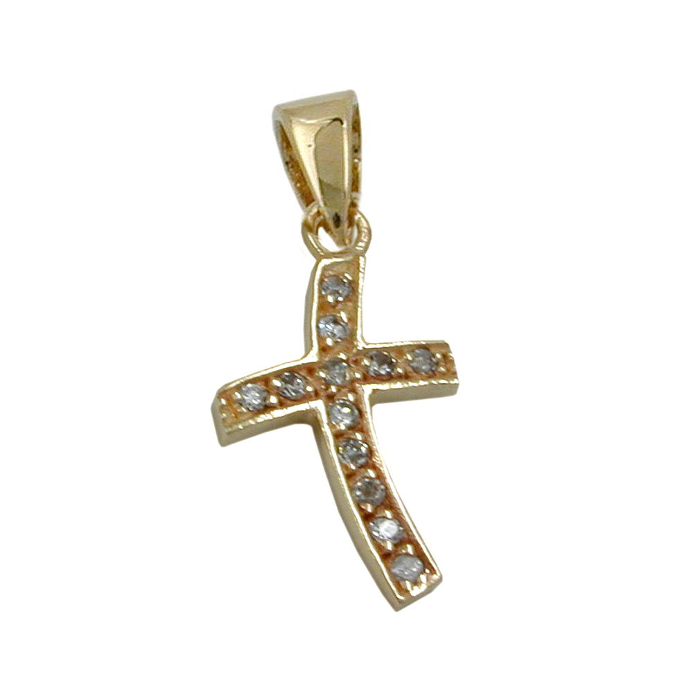 pendant cross with 12 zirconias 9k gold