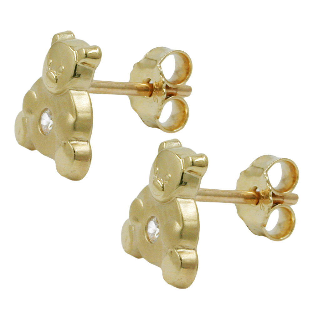 earrings bear zirconia 9k gold
