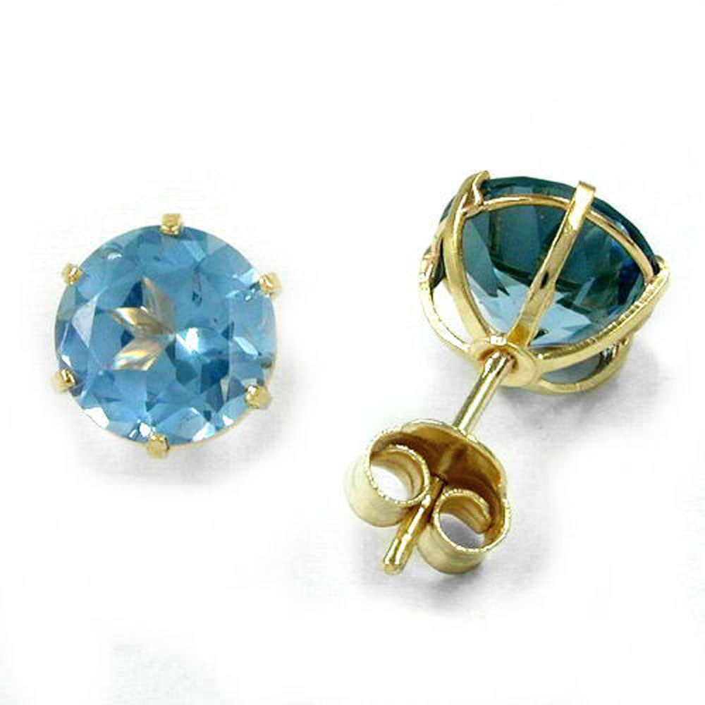 earrings round aquamarine 8k gold