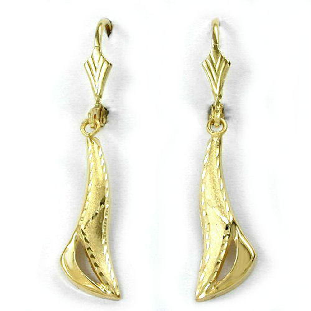earrings leverback diamond cut 9k gold