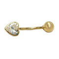 belly button piercing bananabell 20x6mm cubic zirconia heart 14k gold