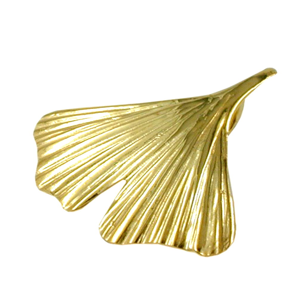pendant 20mm ginkgo leaf shiny 9k gold