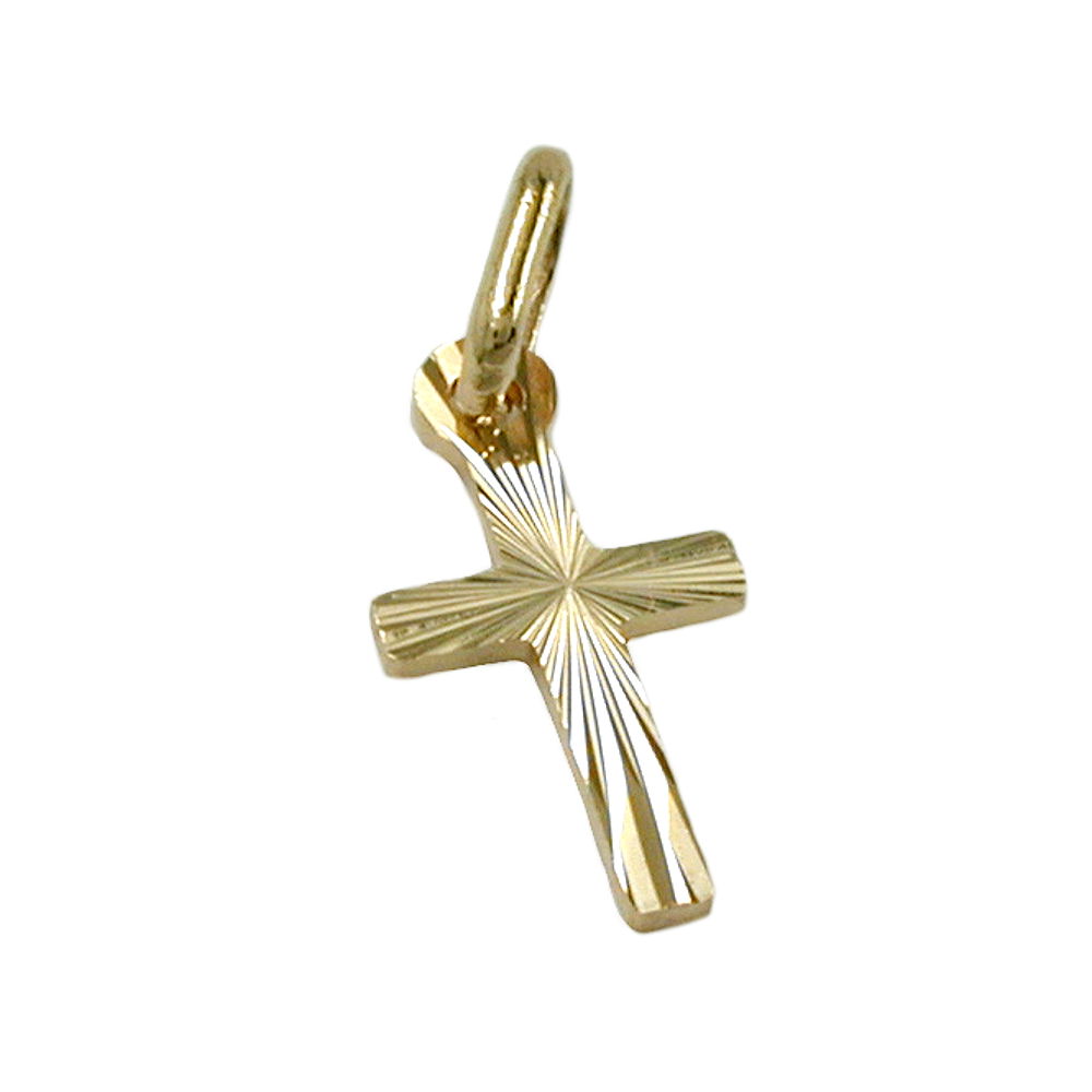 pendant cross diamond cut 14k gold