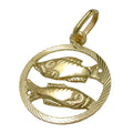 pendant 15mm zodiac sign pisces 9k gold