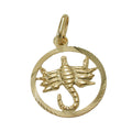 pendant 15mm zodiac sign scorpio 9k gold
