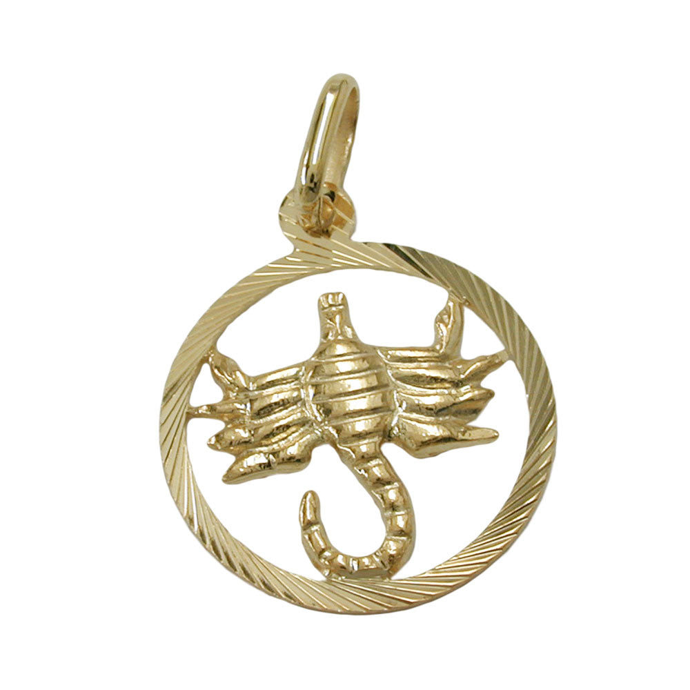 pendant 15mm zodiac sign scorpio 9k gold
