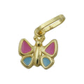 pendant butterfly pinkt-blue 9kt gold