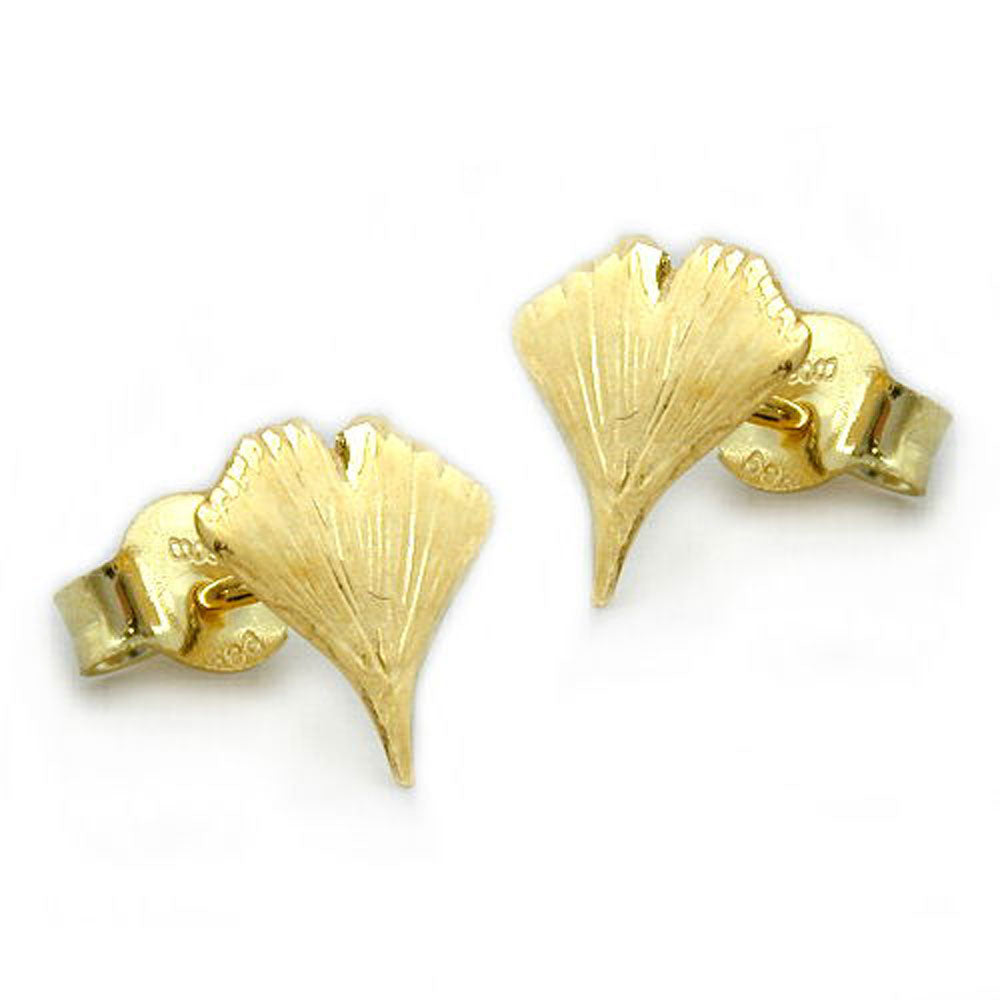 earrings ginkgo leaf 14k gold