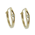 hoop earrings 12x2.3mm square closure cubic zirconia 9k gold