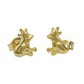 stud earring 8x7mm frog with crown shiny 9k gold