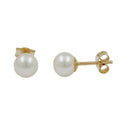stud earrings 6mm freshwater cultured pearl 9k gold