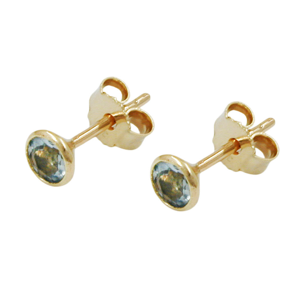 earrings aquamarin 4mm 9k gold