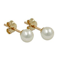 stud earrings 5mm freshwater cultured pearl round 9k gold