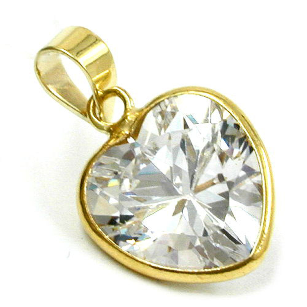 pendant zirconia heart white 9k gold
