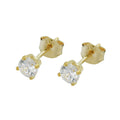 stud earrings 4mm cubic zirconia 9k gold