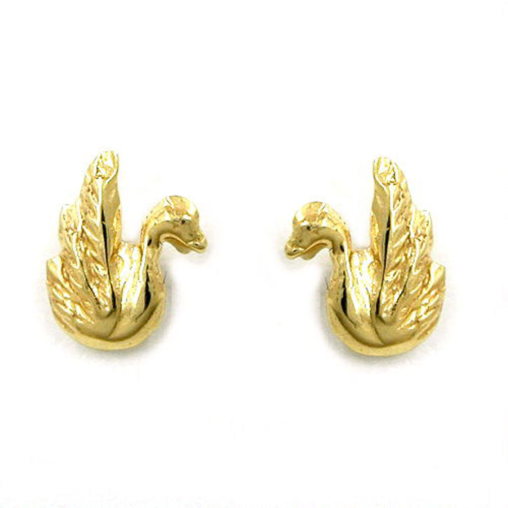 earrings swan 8k gold