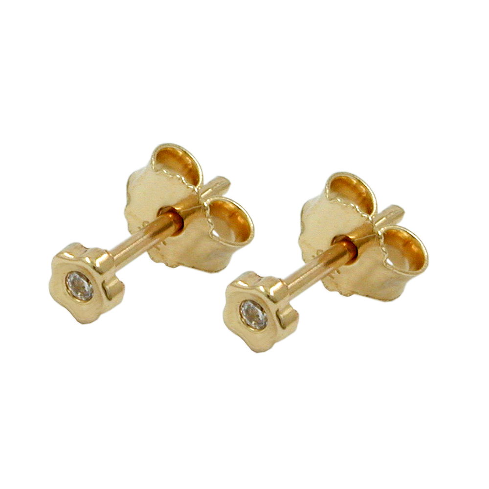earrings flower cubic zirconia 9k gold