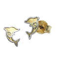 earrings dolphins two tone 9k gold
