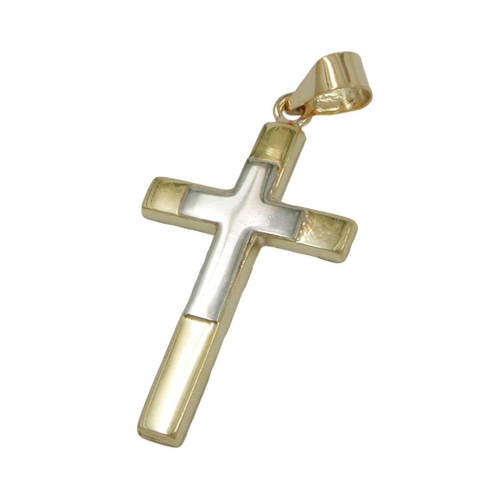 pendant cross two tone 9k gold