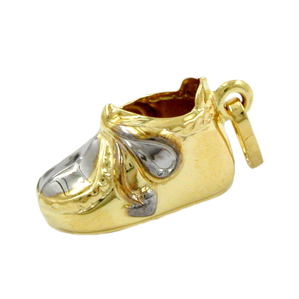 pendant 12x7x6mm baby shoe shiny 9k gold