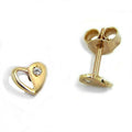 earrings heart white zirconia 9k gold
