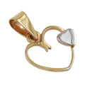 pendant 2 heart bicoloured 9k gold
