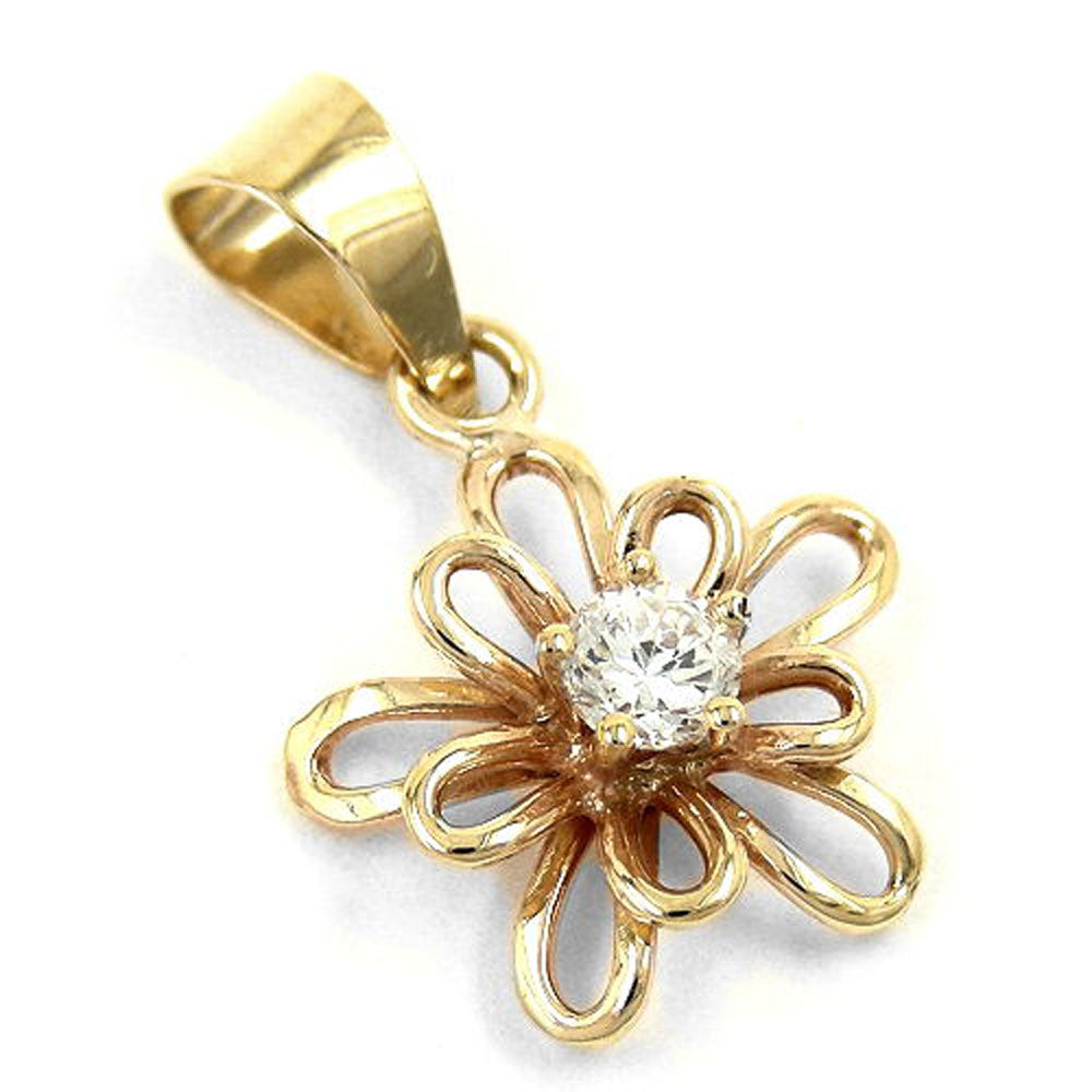 pendant flower cubic zirconia 9k gold