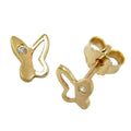 stud earrings butterfly zirconia 9k gold