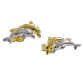 stud earrings dolphin couple two tone 9k gold