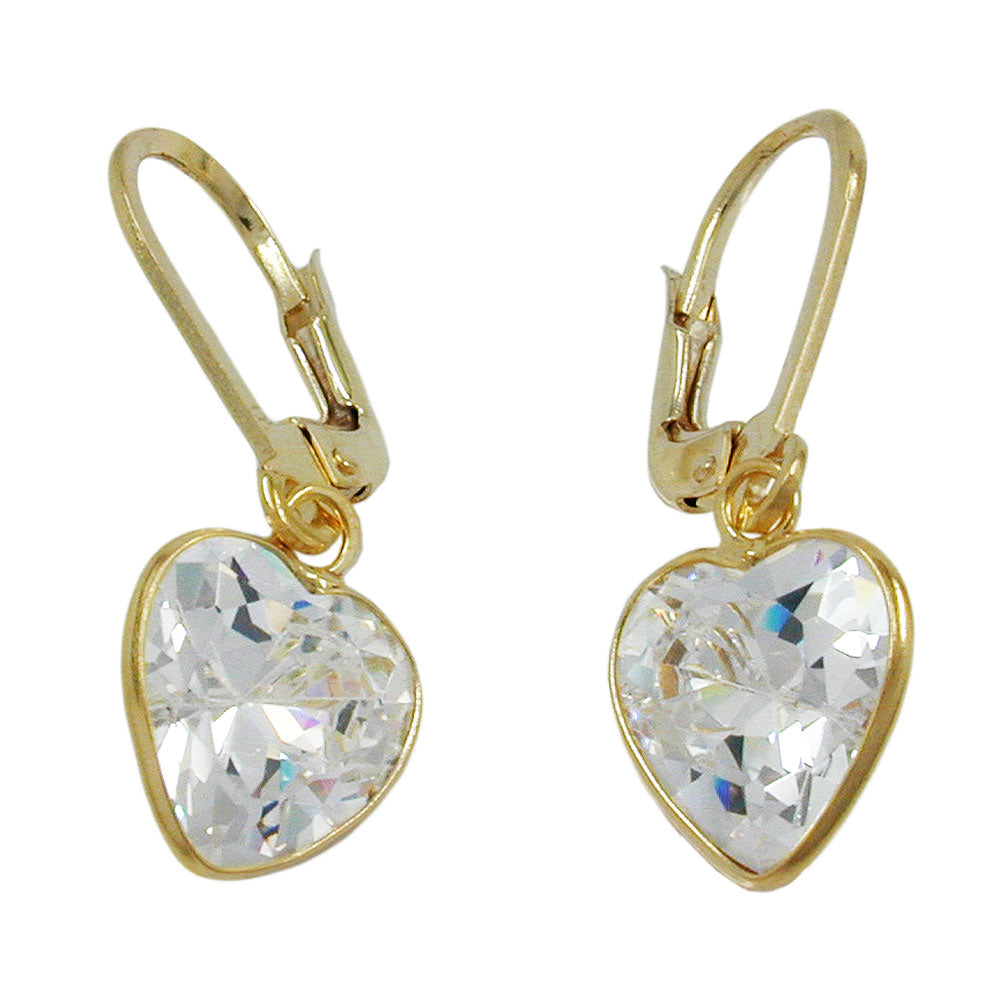earrings heart zirconia 9k gold
