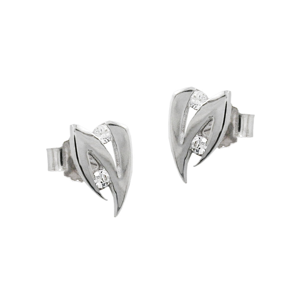 stud earrings 8x5mm white cubic zirconia 14k white gold