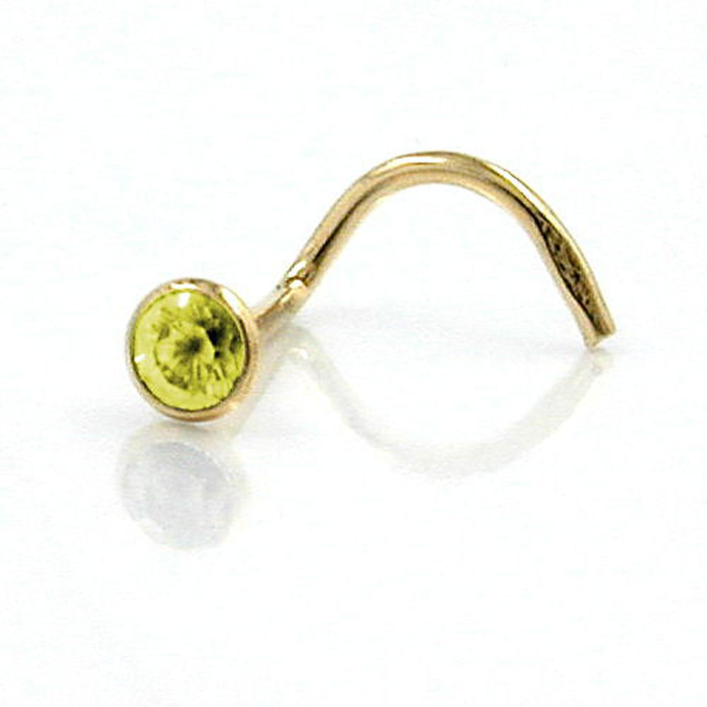 nose screw piercing cubic zirconia citrin 18k gold
