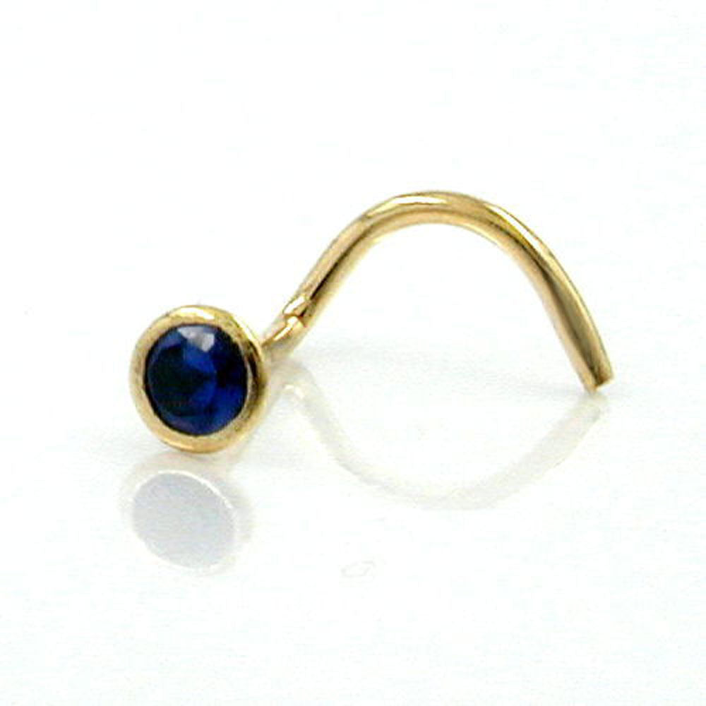 nose screw piercing cubic zirconia sapphire 18k gold