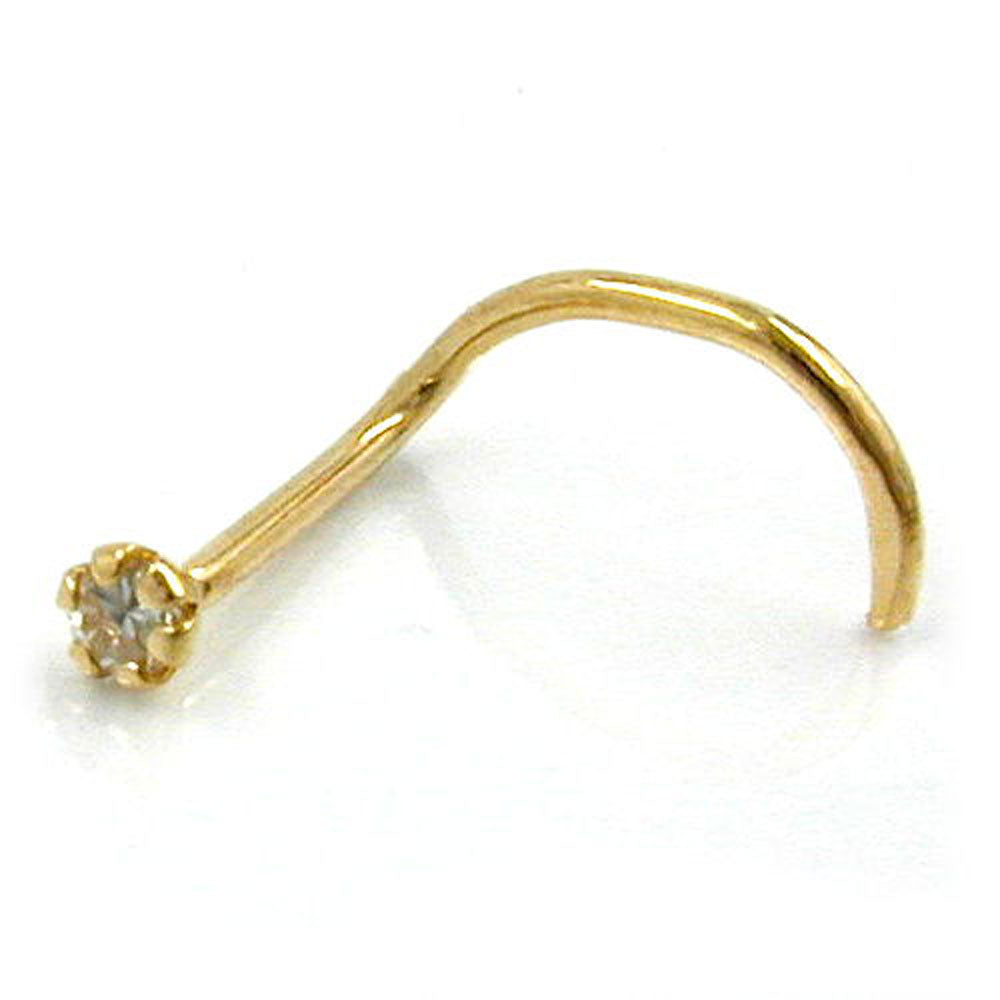 nose screw 1,7mm zirconia white 18k gold
