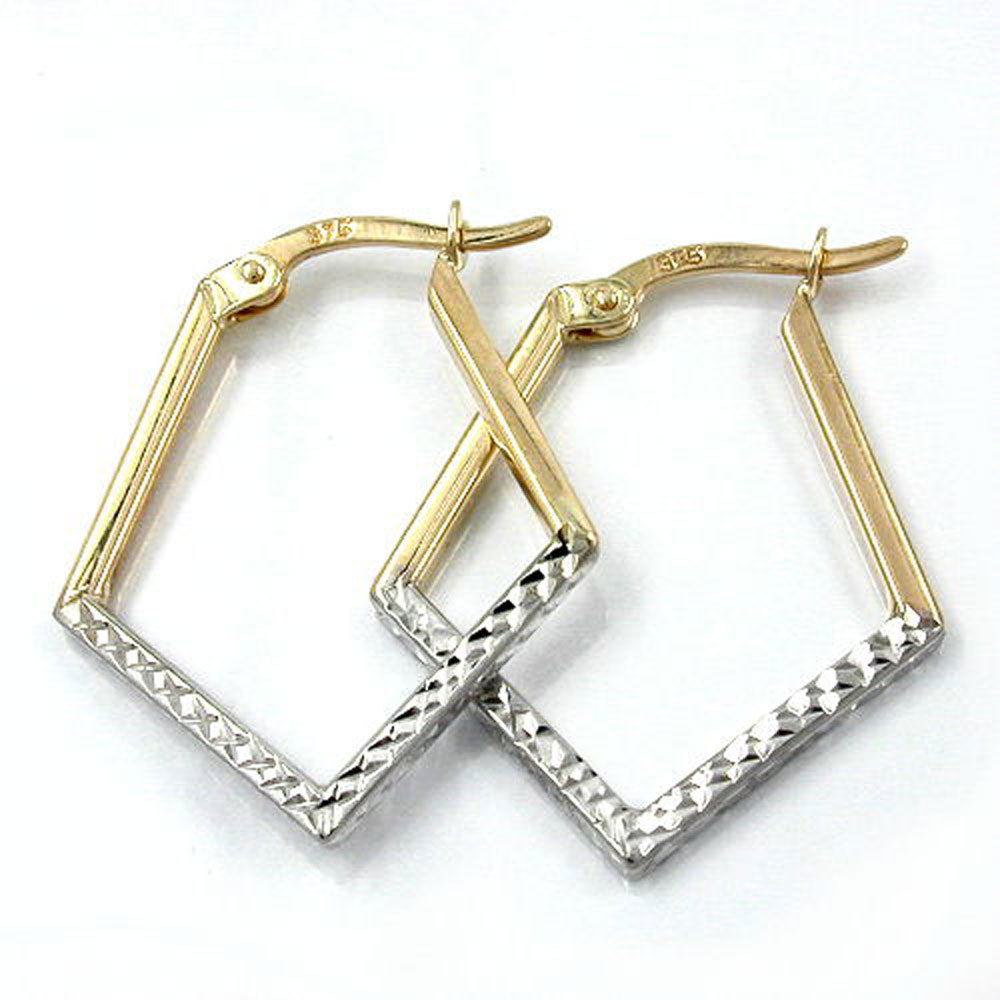 earrings hoop bicolour 9k gold whitegold