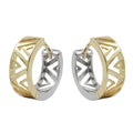 hoop earrings 13x5mm hinged hoops creole bicolor yellow gold and white gold 9k gold