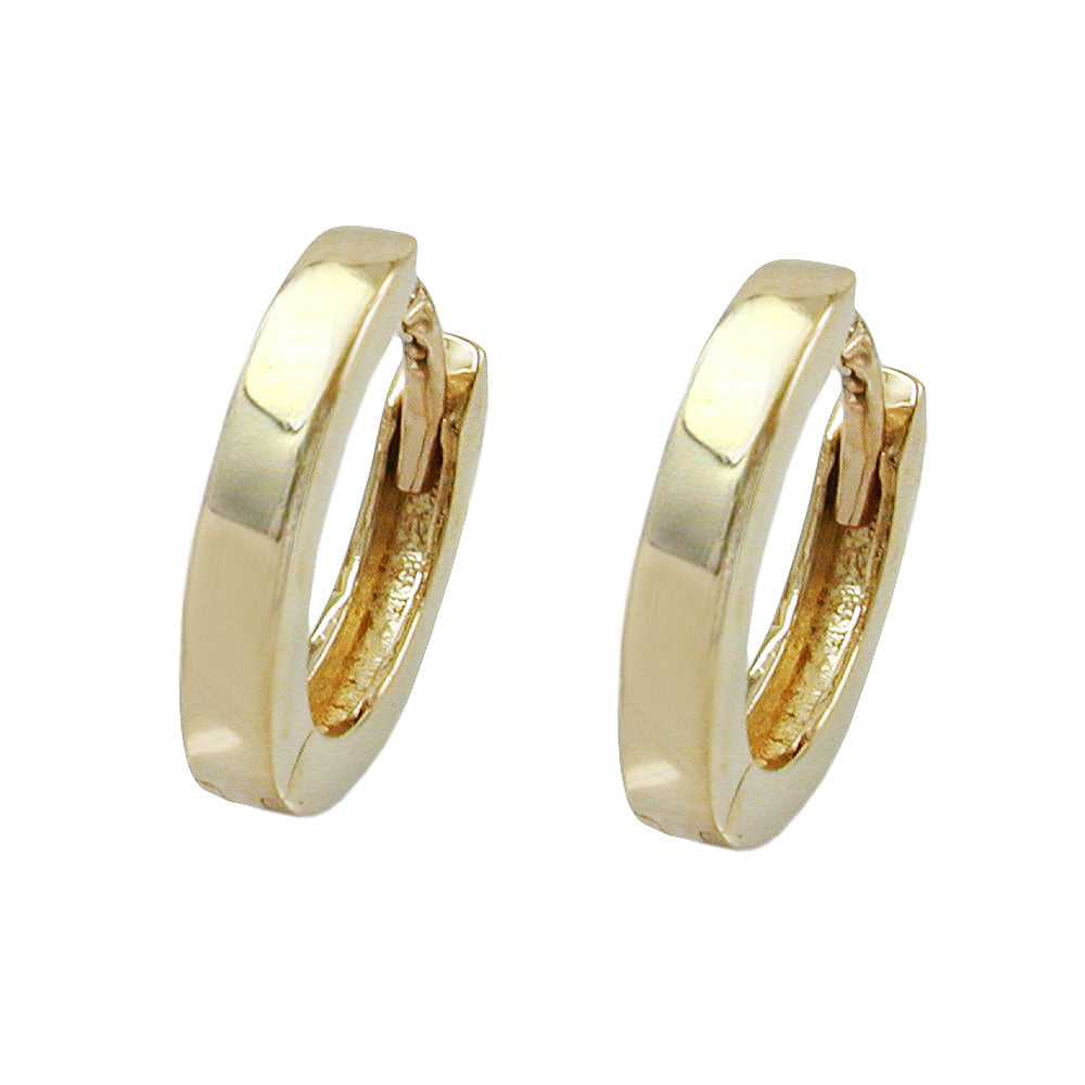 hoop earrings 12x2mm hinged hoops snap on earrings shiny 9k gold