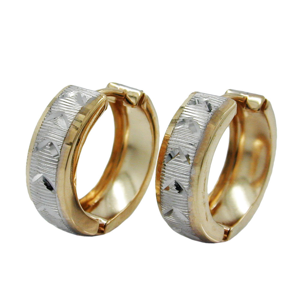 hoop earrings 15mm two tone 9kt gold