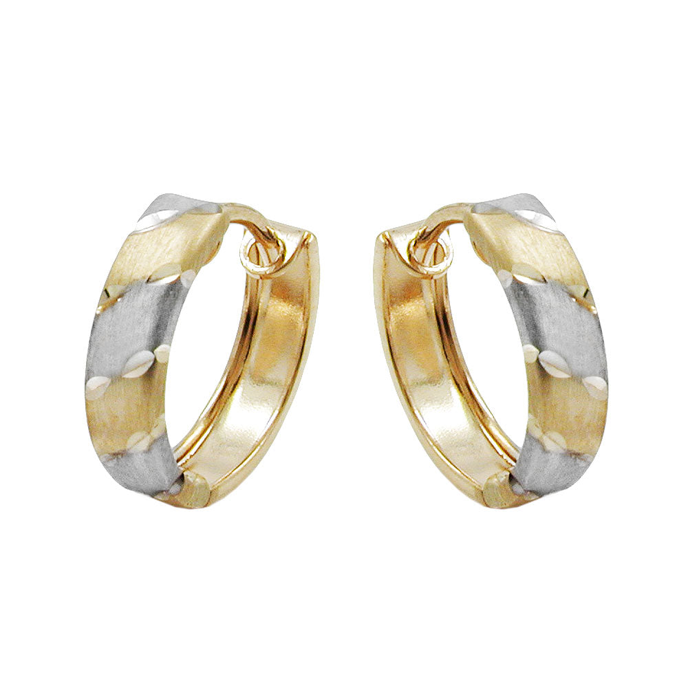 hoop earrings 12x3mm hinged hoop bicolor rhodium plated 9k gold